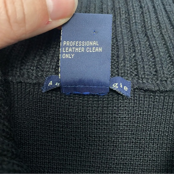 Anthropologie Charcoal Knit Suede Leather & Wool Jacket Sweater Small - Picture 11 of 13